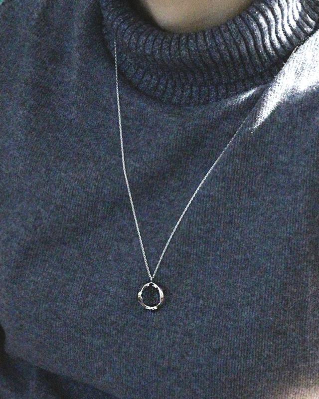 [925 silver] N-182 / basic ring pendant long chain necklace