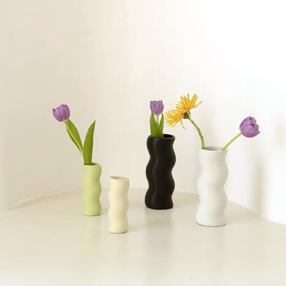 트위스트 미니 세라믹 화병 인테리어 심플 웨이브 꽃병