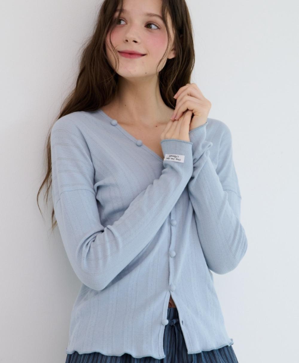 Button Whisper Cardigan - Peal Blue