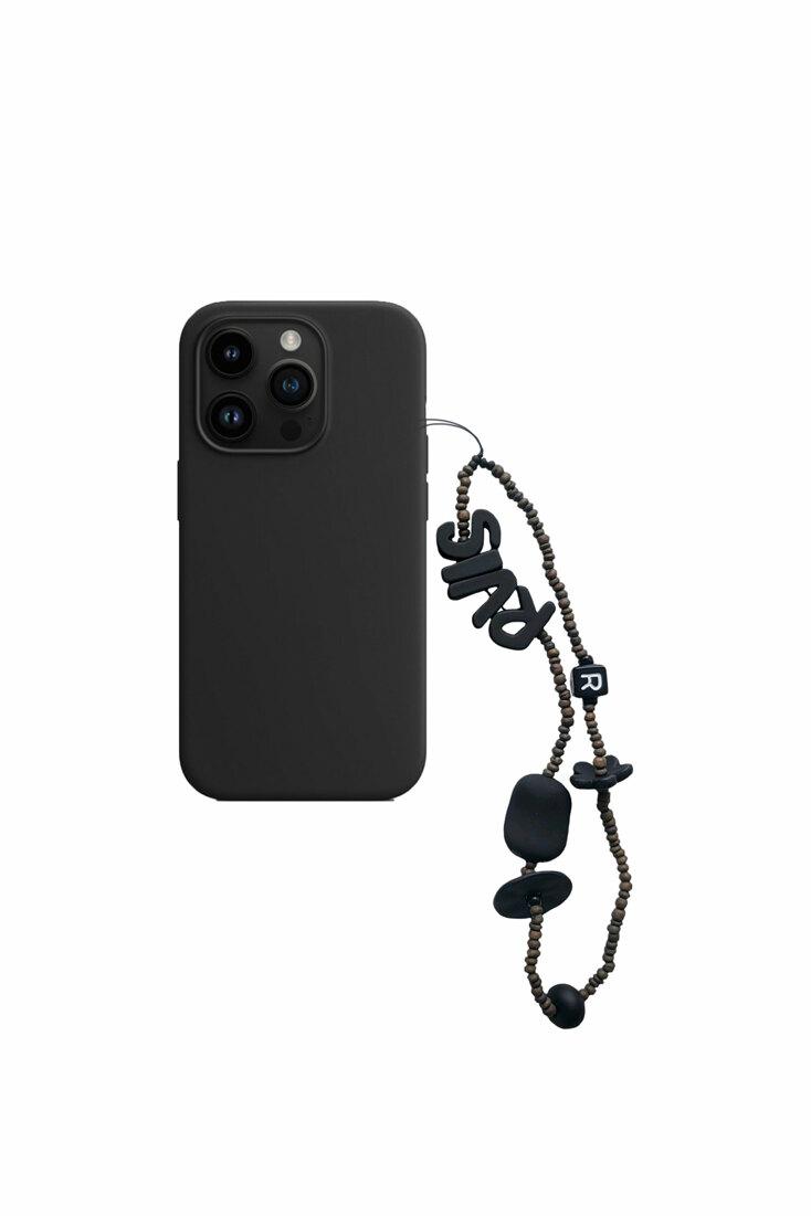 thin beads phone strap khaki brown