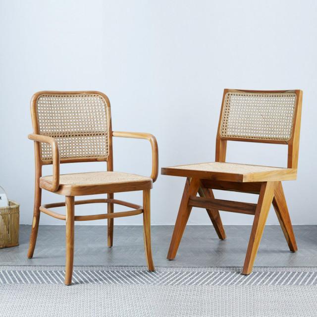 감성 홈 카페 인테리어 티크 곡목 라탄의자 16종