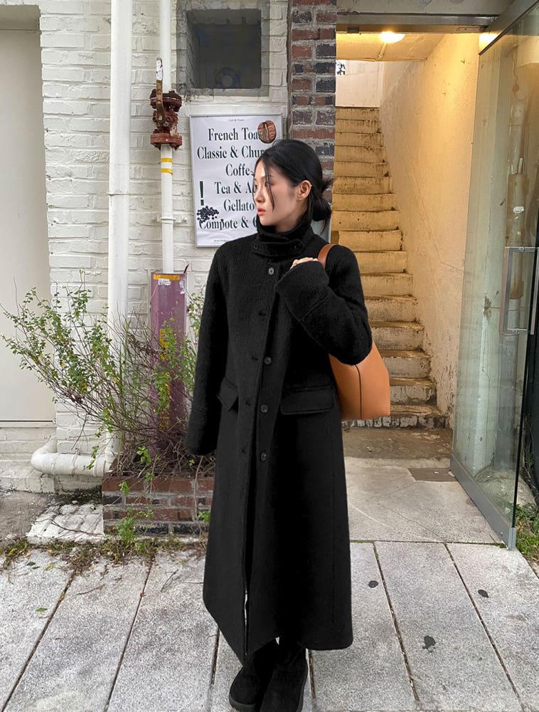 와일드 네크 비죠 울100 포멀 코트 (2color)