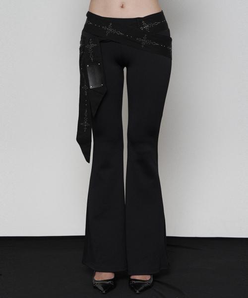 Western Long Belt Leggings Bootcut Pants