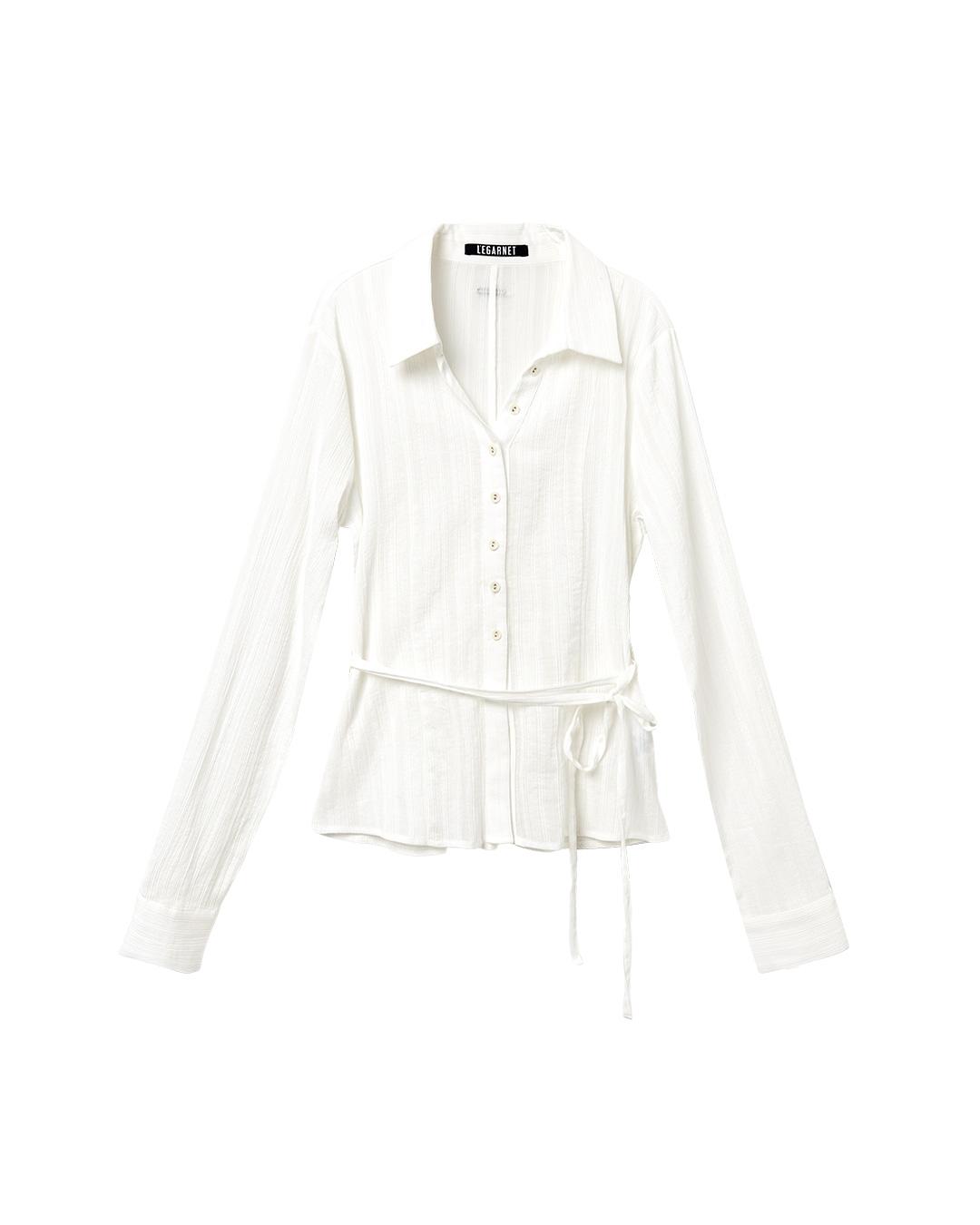 SEE-THROUGH SLIM STRING SHIRT_IVORY