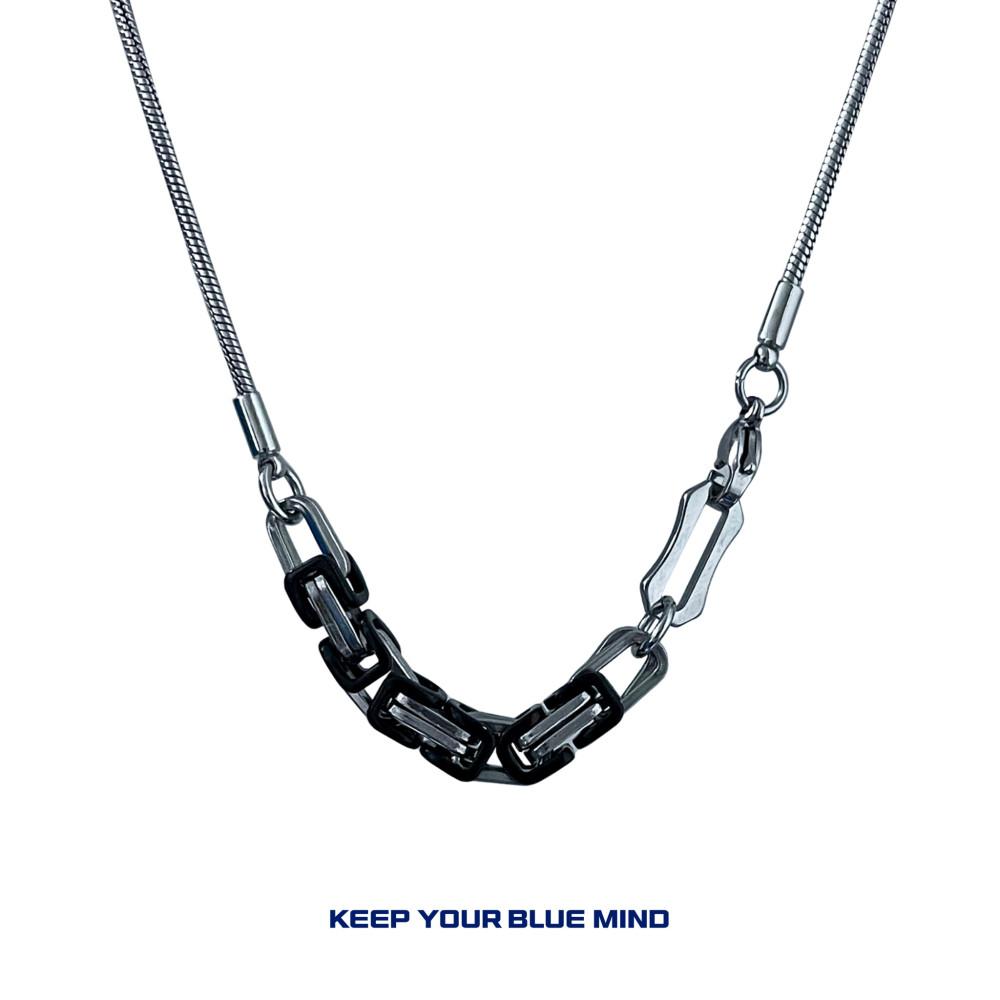 [써지컬스틸] 스퀘어 & 뱀 체인 목걸이_ Square & snake chain necklace