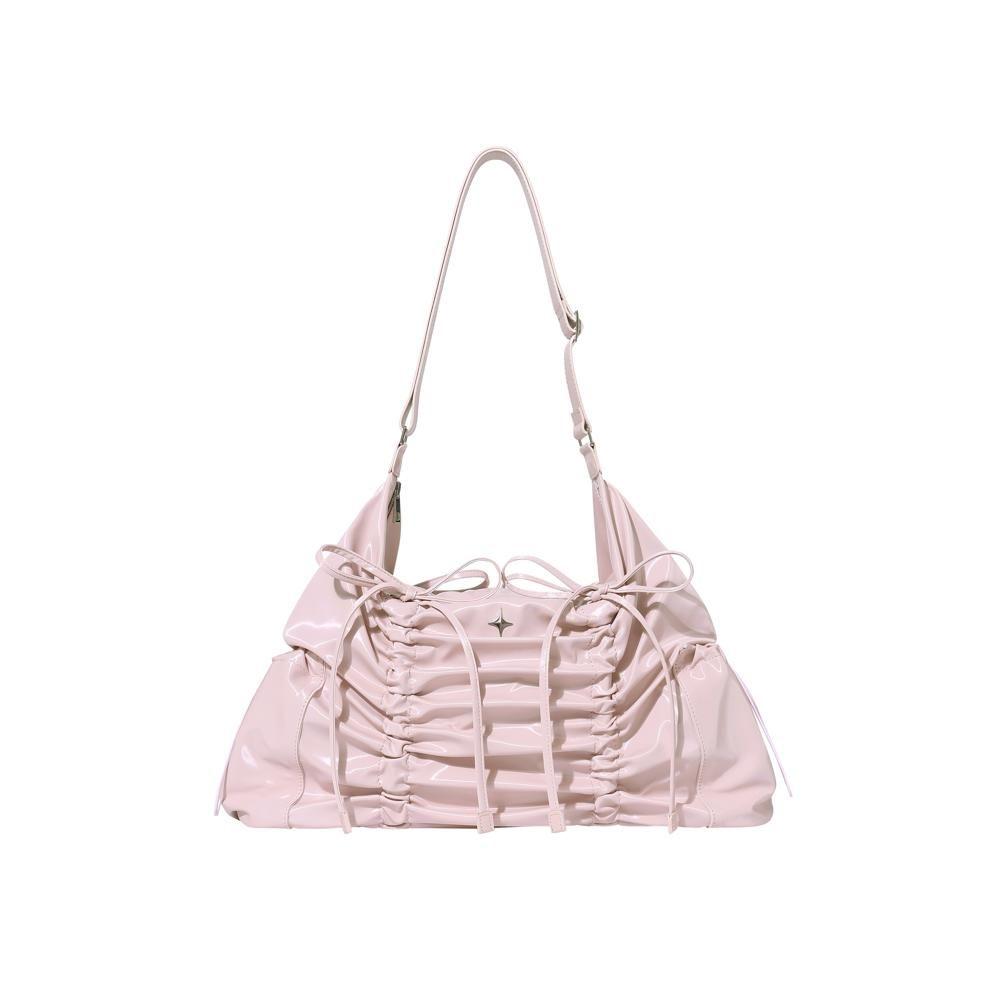 [FOR APPEAL] String ribbon large hobo bag Glossy pink