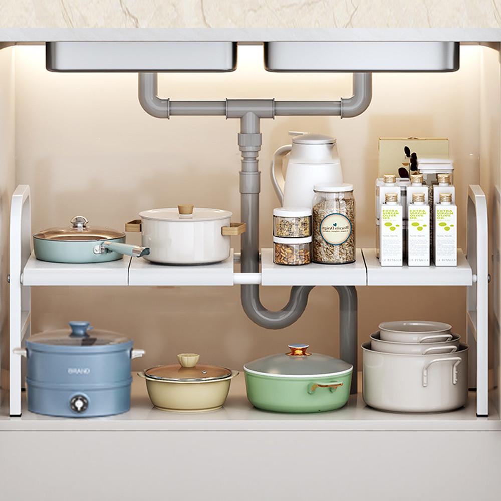 길이조절선반 정리대 싱크대하부 선반정리 씽크대하부장선반 1단