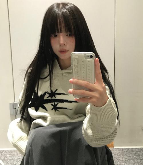 3STARS LOGO KNIT HOODIE_IVORY(NG2DFUK610A)