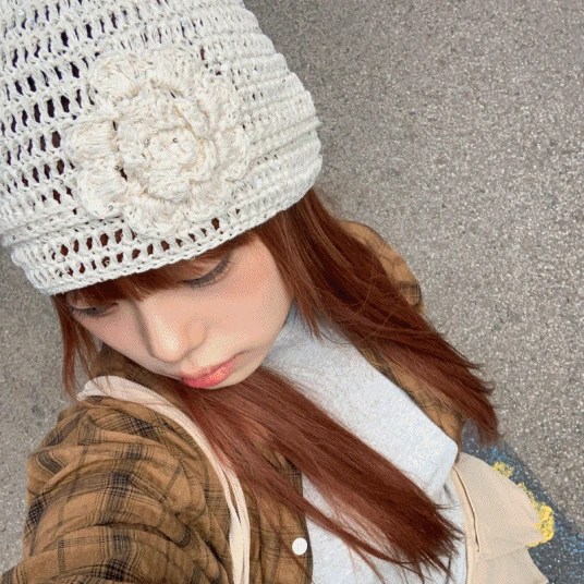 [🤎가을룩/MD추천❣︎] 로즈 스팽글 봄 가을 그물 니트 비니 모자 4color