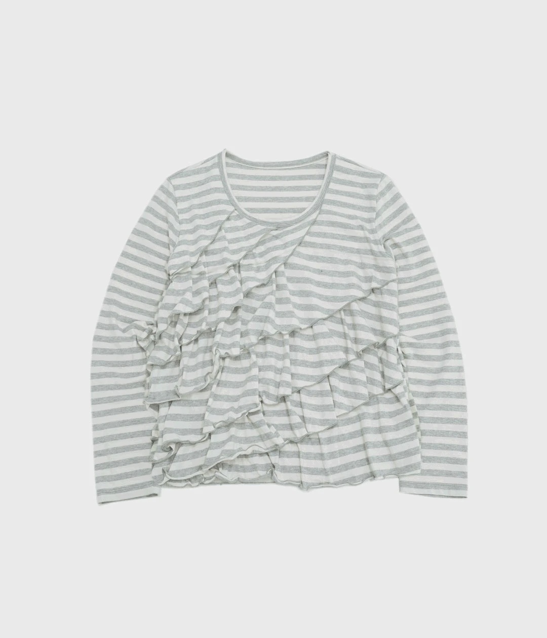 [PRE-ORDER] ruffles stripe long sleeve t GRAY