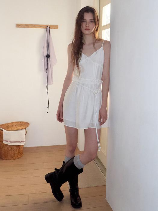 Slip Crinkle Frill Mini Dress, White