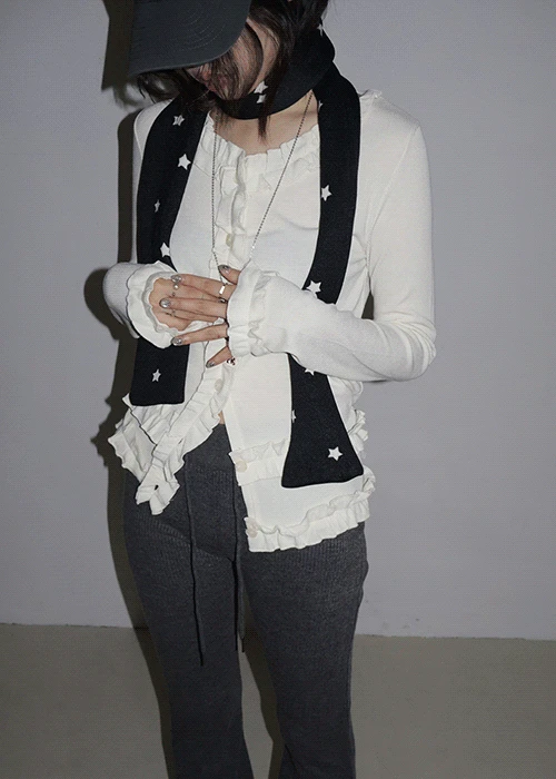 메이스 프릴 가디건 2col - ivory