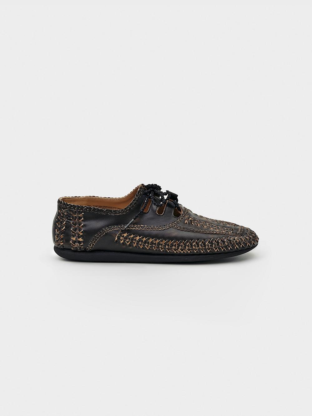 Braid Leather Derby Shoes_Black