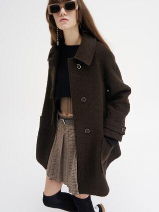 22 Winter_ Brown Boucle Half Coat