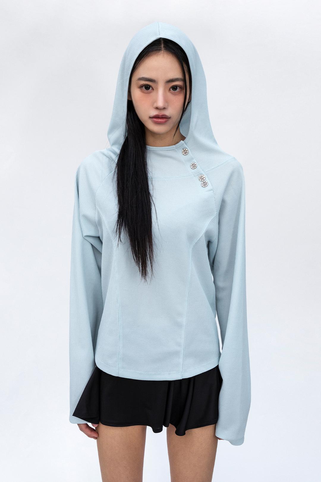 BUTTON SLIT MESH TOP MINT