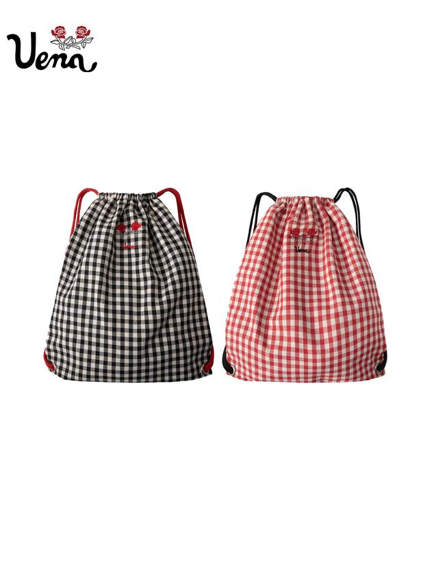 [ UENA ] Hands Free Checkered Drawstring Backpack