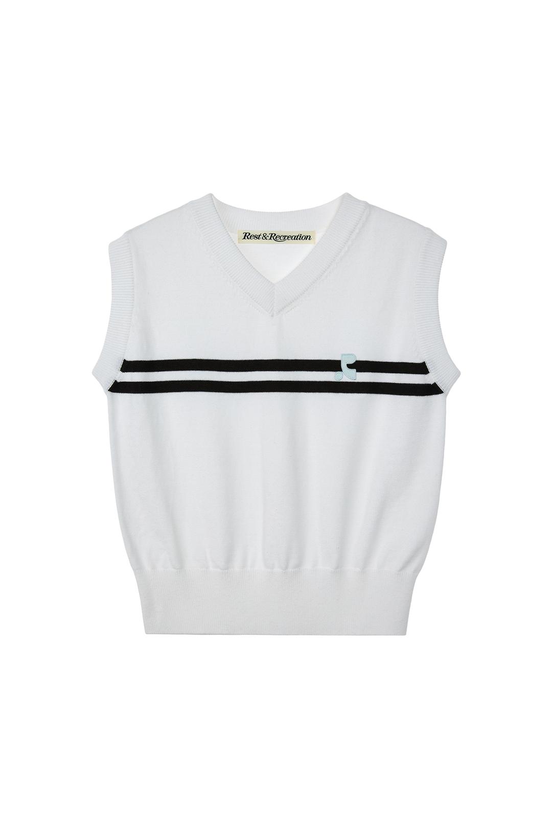 DOUBLE LINE KNIT VEST - IVORY