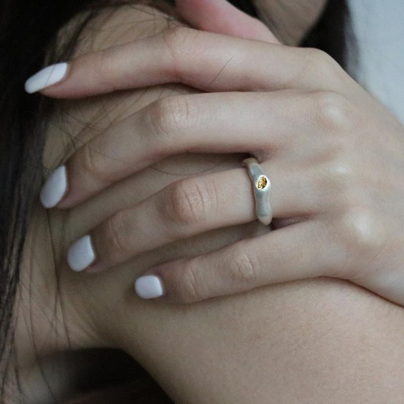 Melting Crater (골드 포인트 멜팅 실버 금 반지)