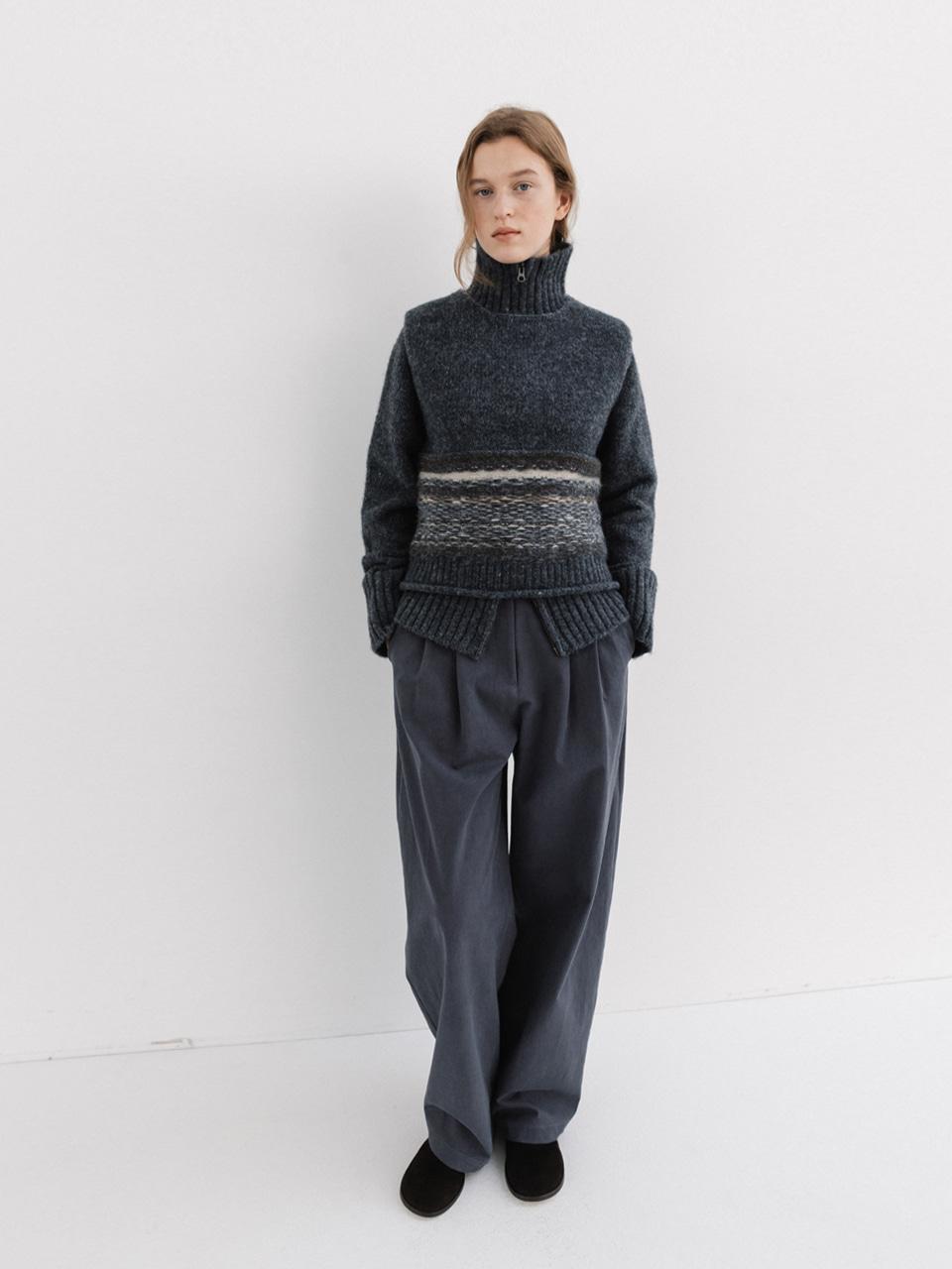 peach wide pants (slate blue)