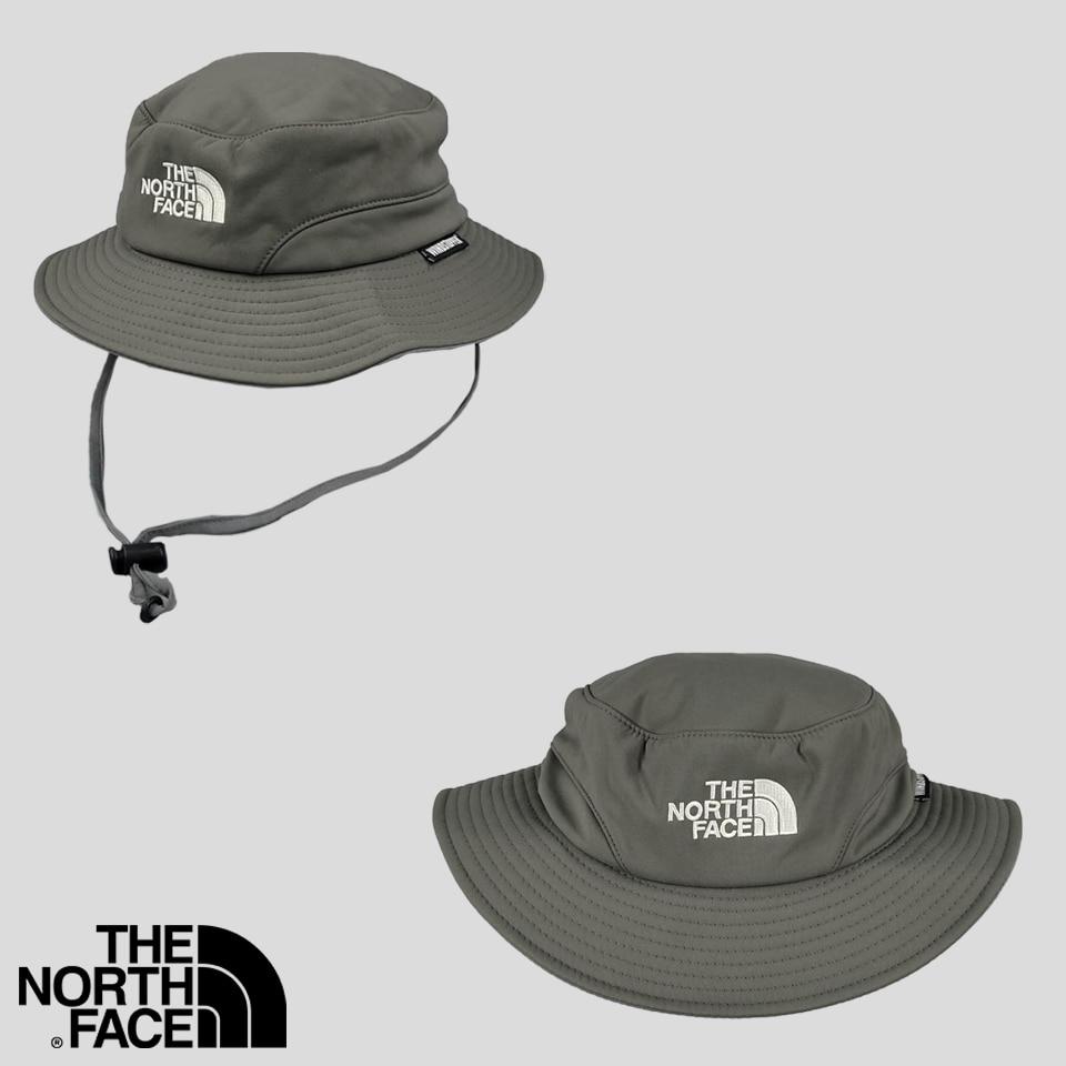 노스페이스 카키 그레이 화이트로고 윈드스토퍼 쿨맥스 나일론 혼방 사파리햇 버킷햇 벙거지모자 56