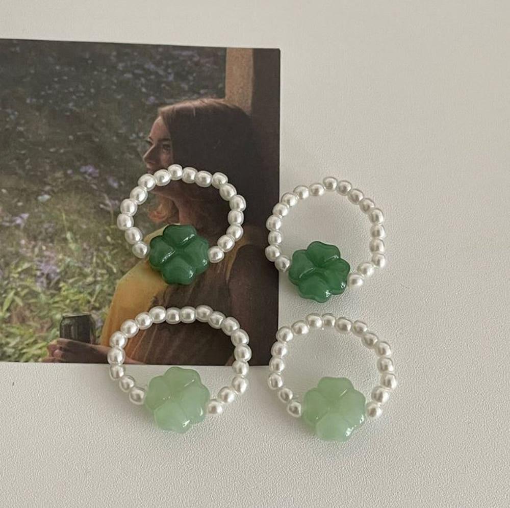 [무배/당일출고] 유기견 유기묘 후원 기부 ﻿네잎클로버 진주반지 우정반지