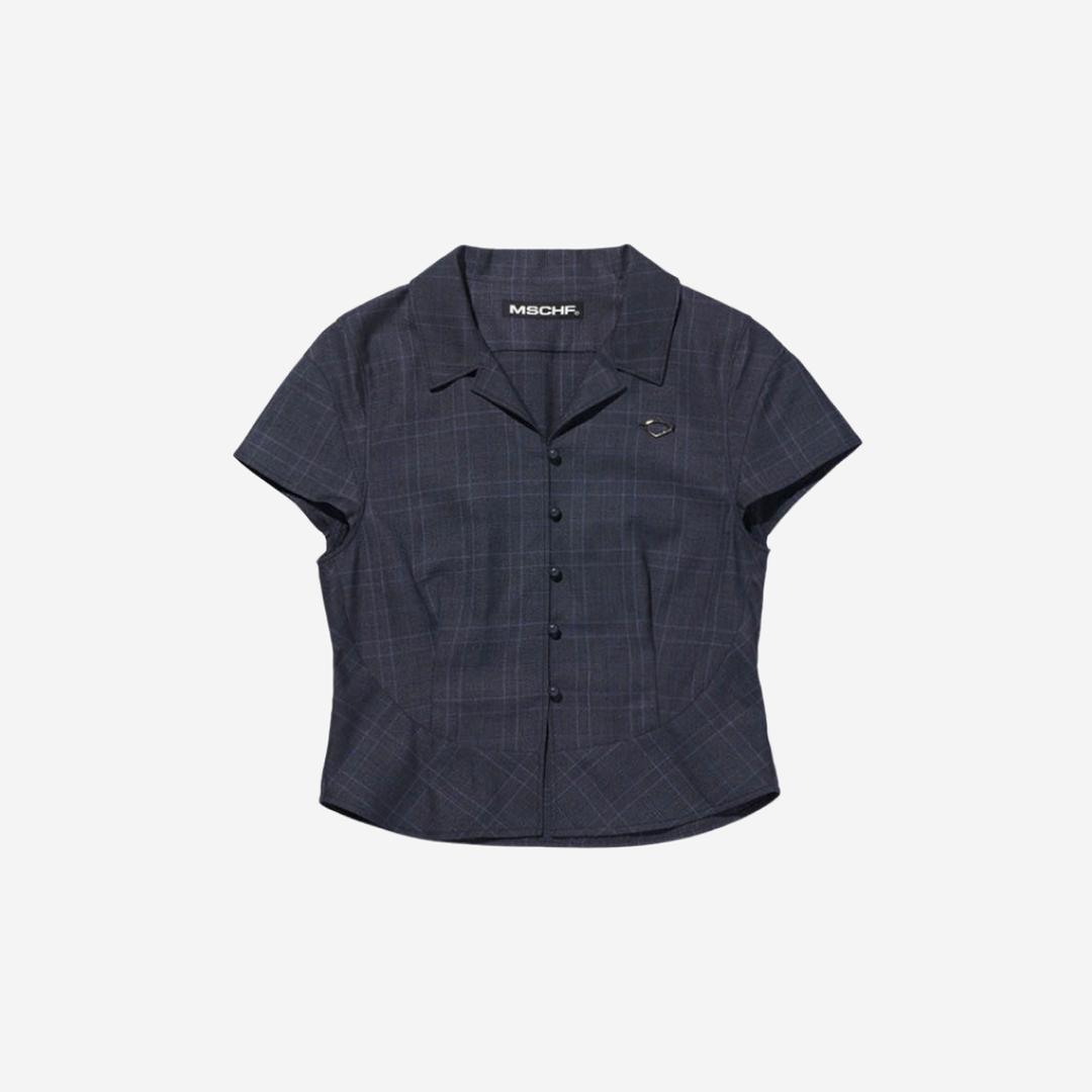 (W) Mischief Checkered Short Sleeve Shirt Navy Check