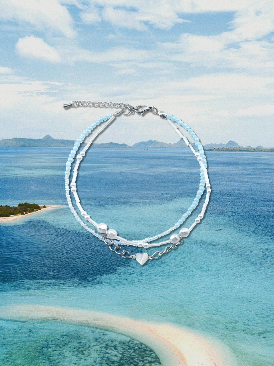 Cloud Beads Anklet sky-blue