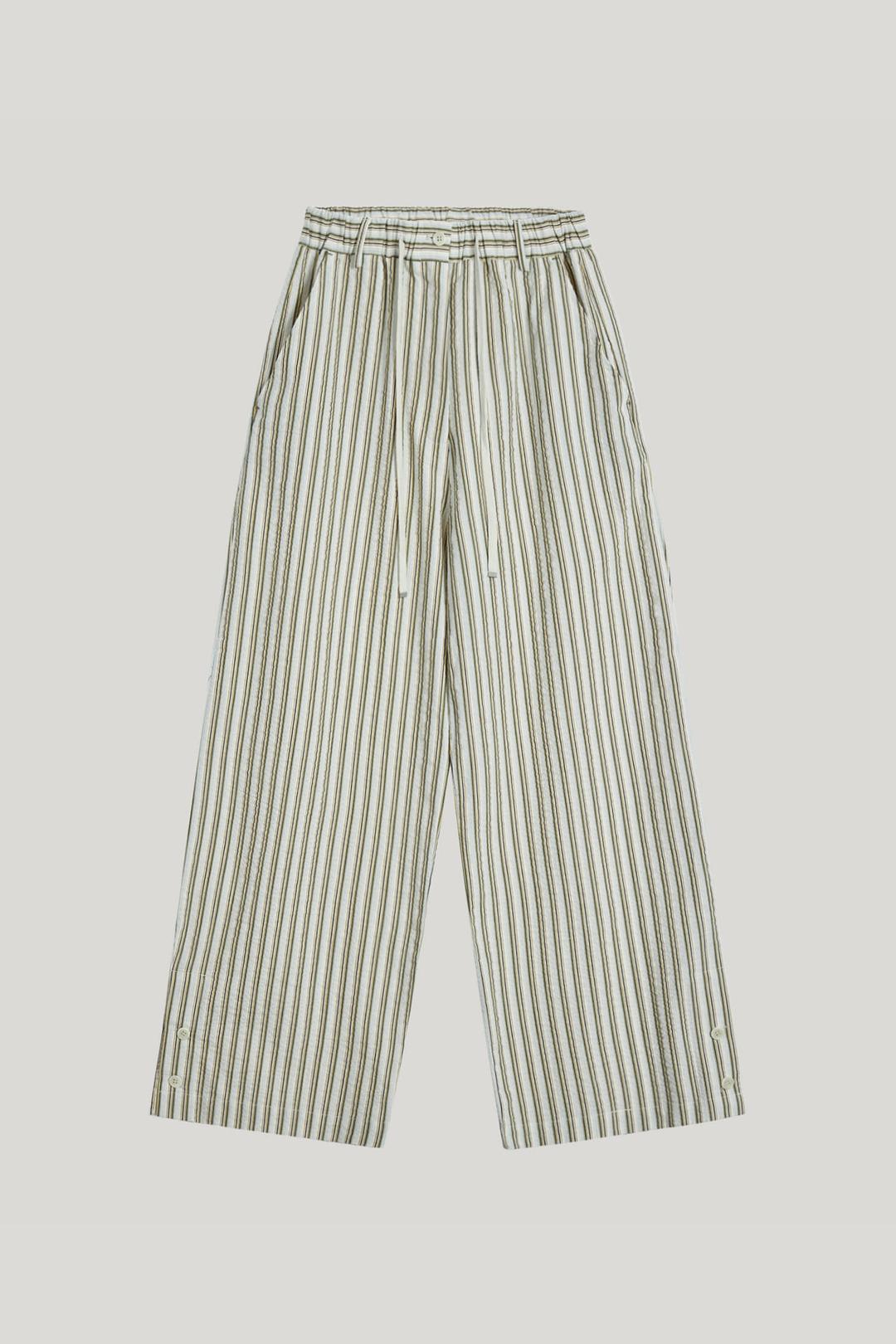 seersucker stripe wide pants_ivory/kaki