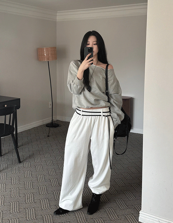 르에브 Long belt sweat pants