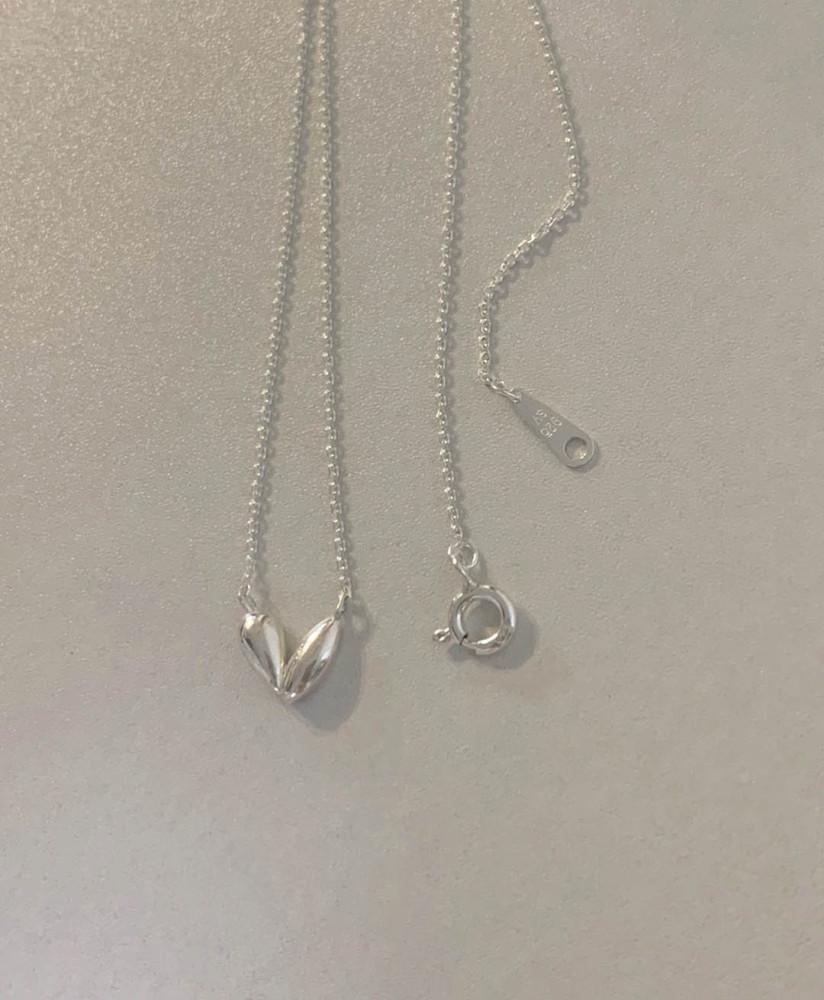 실버925 볼륨 언발 하트 목걸이 (실버,골드)