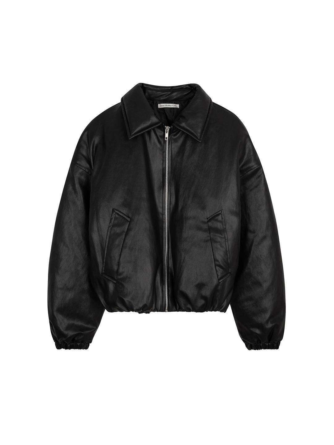 VEGAN LEATHER PUFFER BLOUSON_BLACK