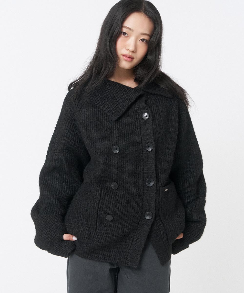 Double button bold knit BLACK