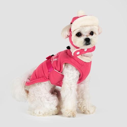 [첫구매전용] 펫띵 후리스 리버서블 패딩 핑크 2호