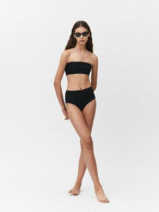 BLACK TAT STRAPLESS BIKINI SET
