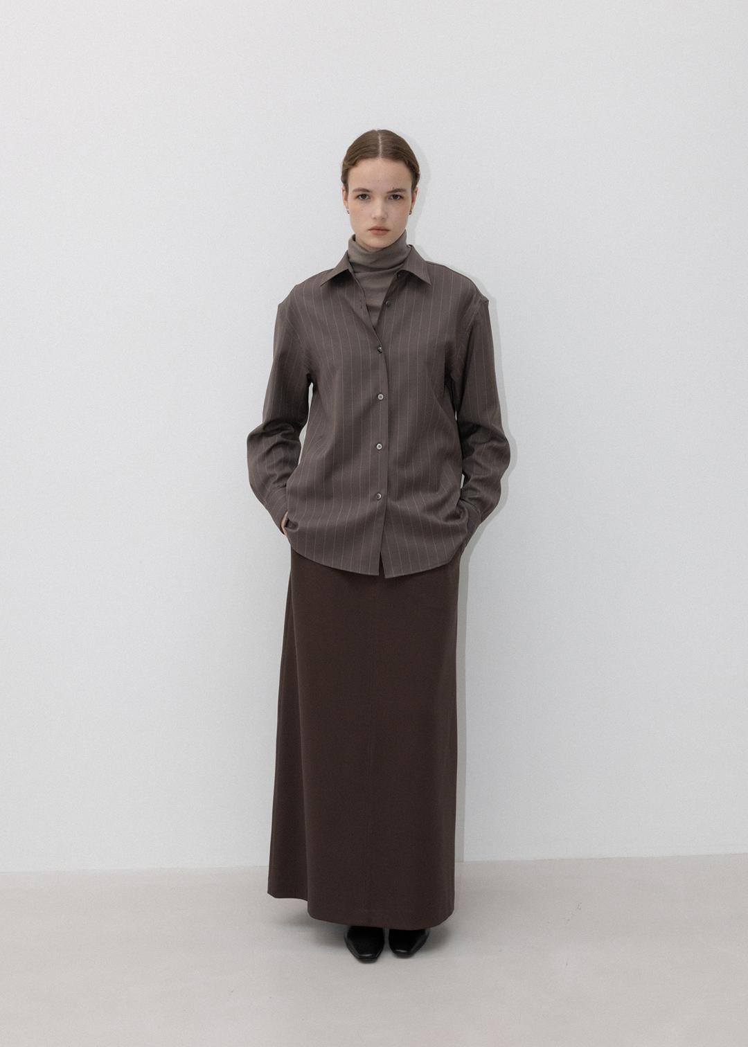 Maxi A-Line Skirt in Brown