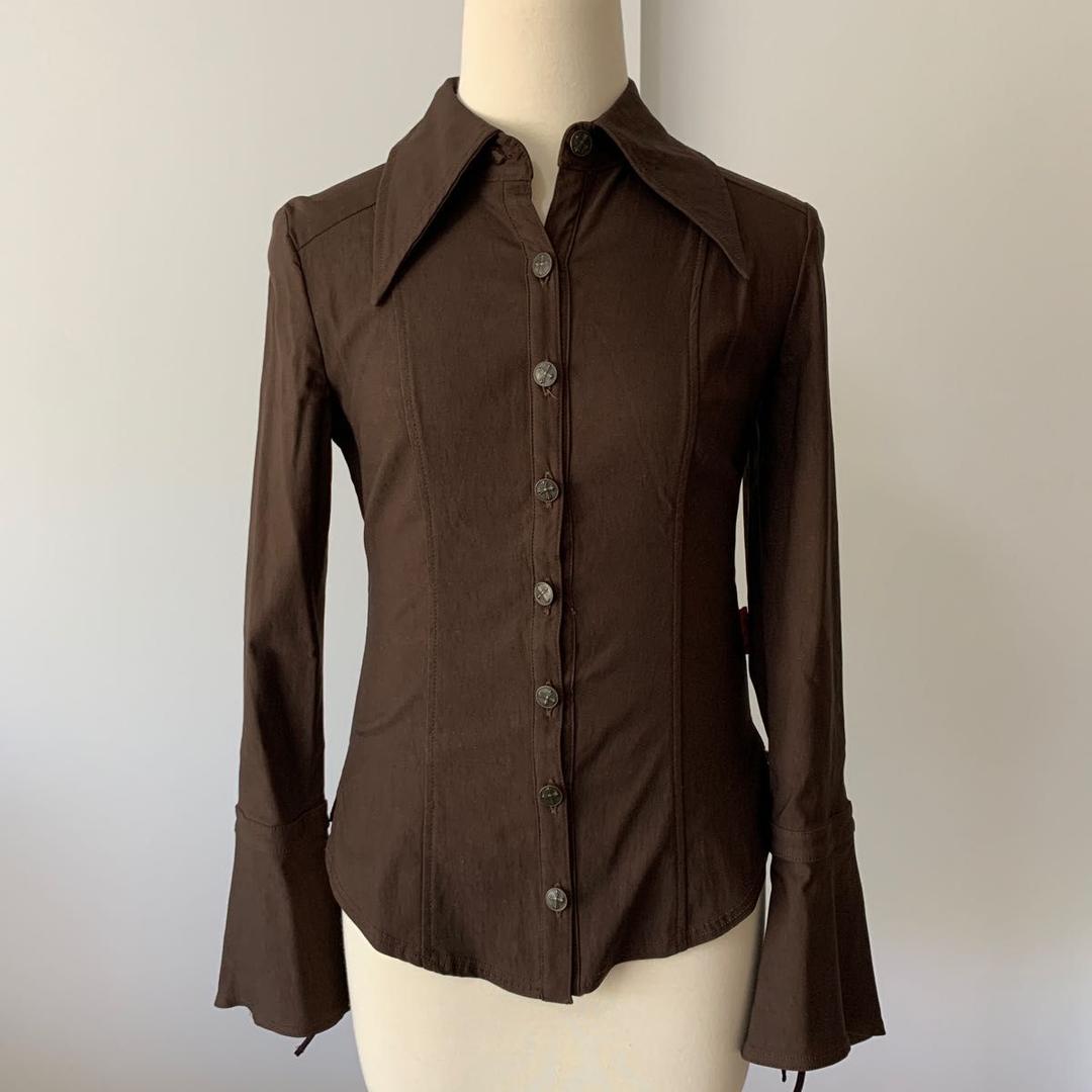 Ozz on オッズオン ブラウン　長袖　ブラウス