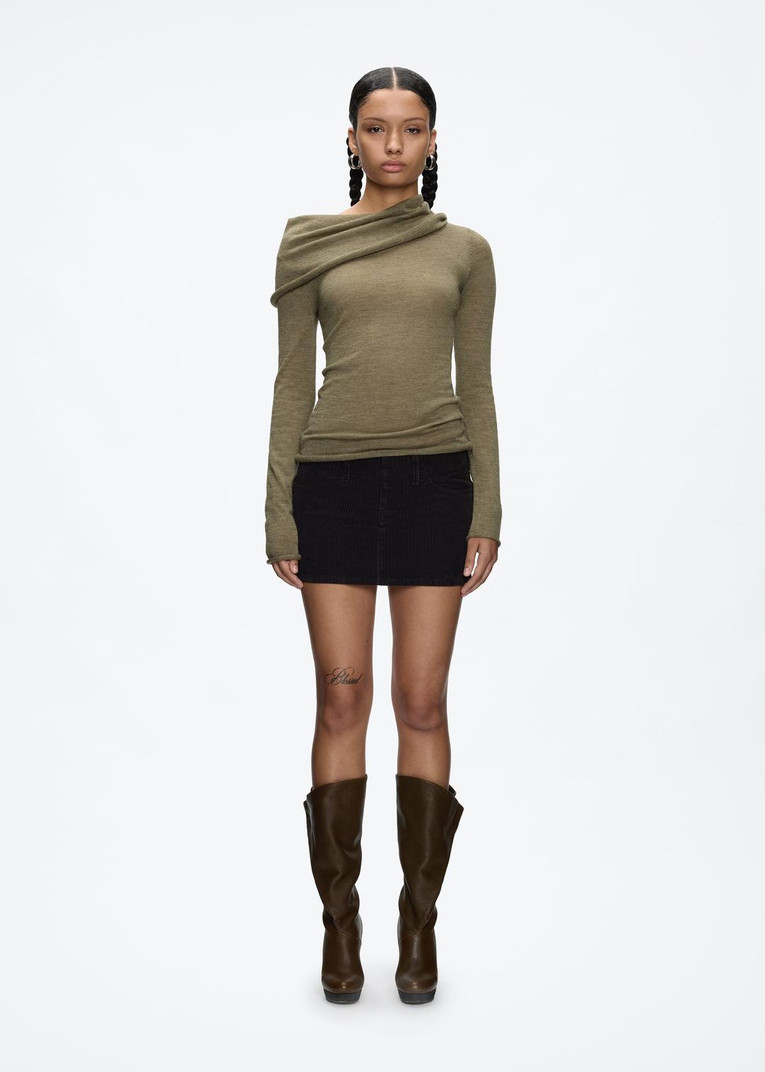 Corduroy Mini Skirt in Black - Tank Air