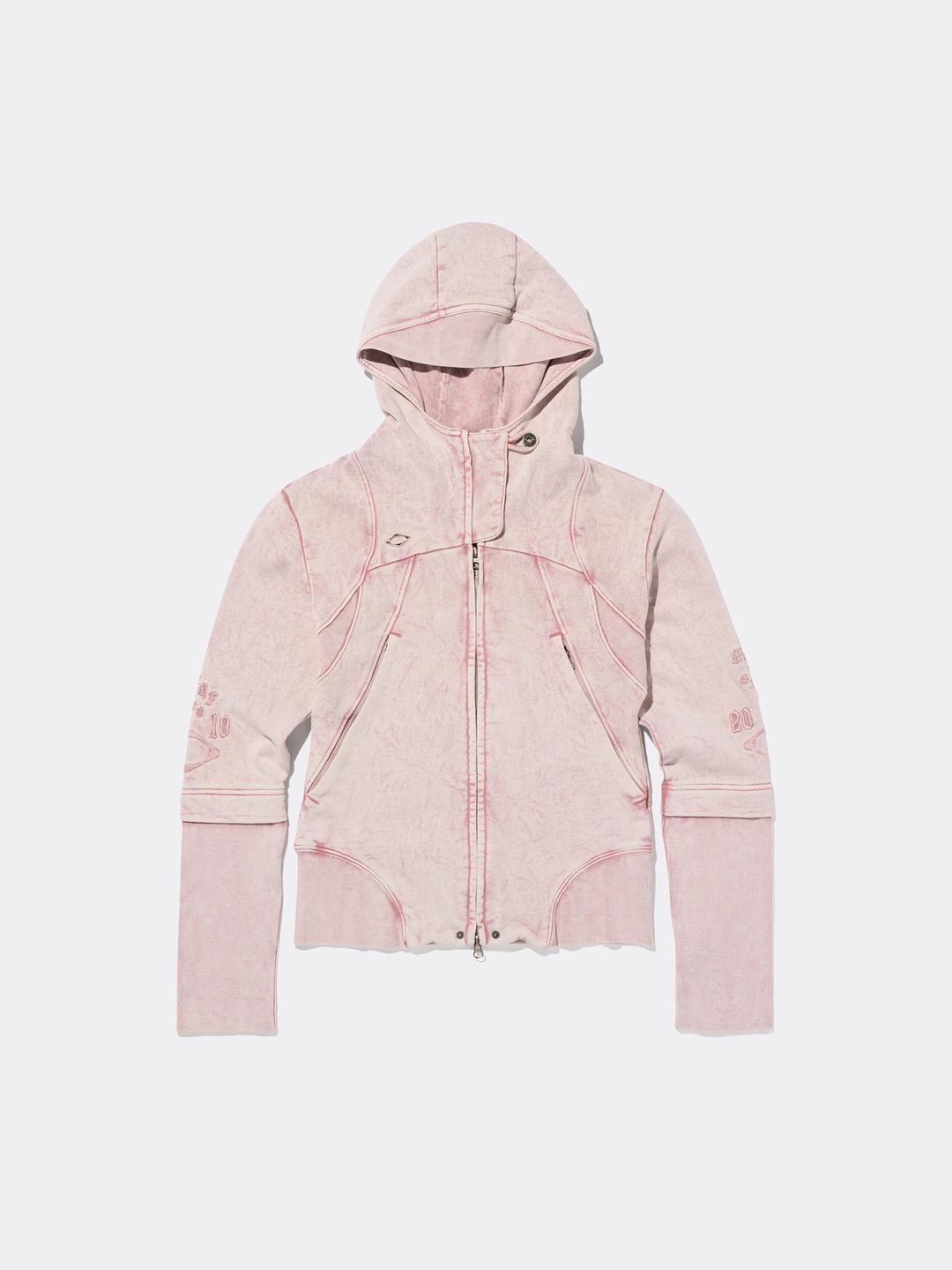 미스치프 CUT OFF HOODIE-WASHED PINK BROWN