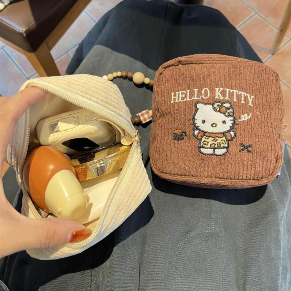 코듀로이 키티 파우치 주머니 키치 골덴 여행용 화장품 메이크업 새달바스켓