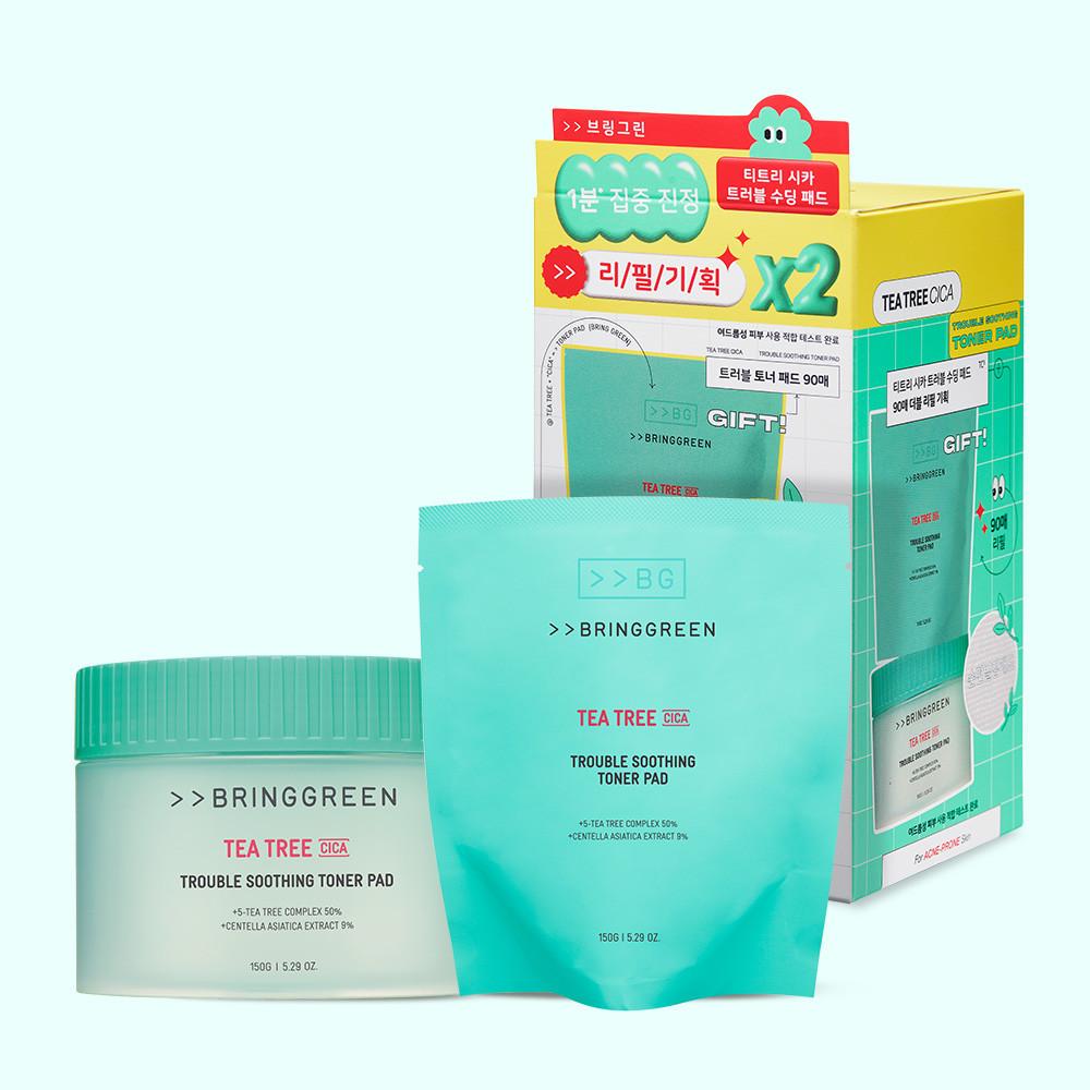 브링그린 티트리 시카 트러블 수딩 토너 패드 리필기획 90매+90매
