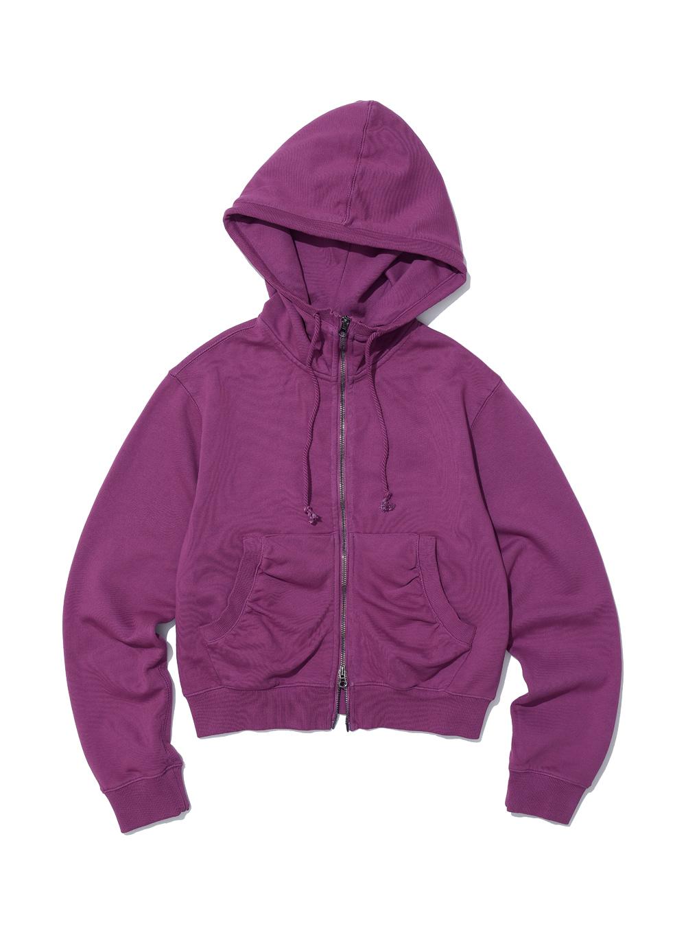 [WOMEN] PWC SHIRRING HOODIE ZIP-UP_PLUM