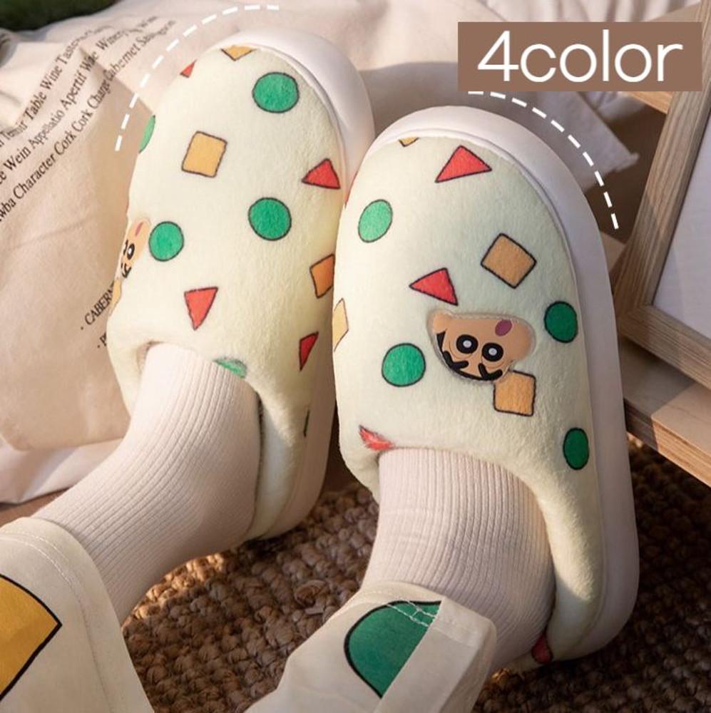 짱구 정품 털실내화 4color 남녀공용 230 270 따뜻한 보온 거실 쿠션 실내