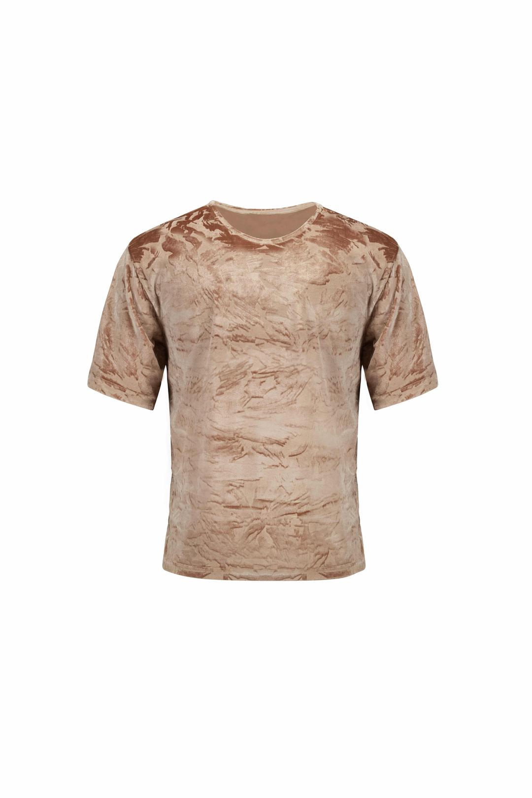 VELVET HALF-SLEEVE TOP (GOLD)
