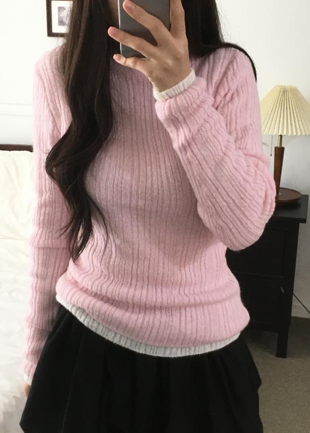 오브그린 [봄신상/MD소장] 니브 레이어드 골지 니트 (5color)