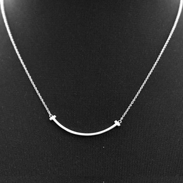 [티파니] T 스마일 펜던트 스몰 목걸이 18k white gold