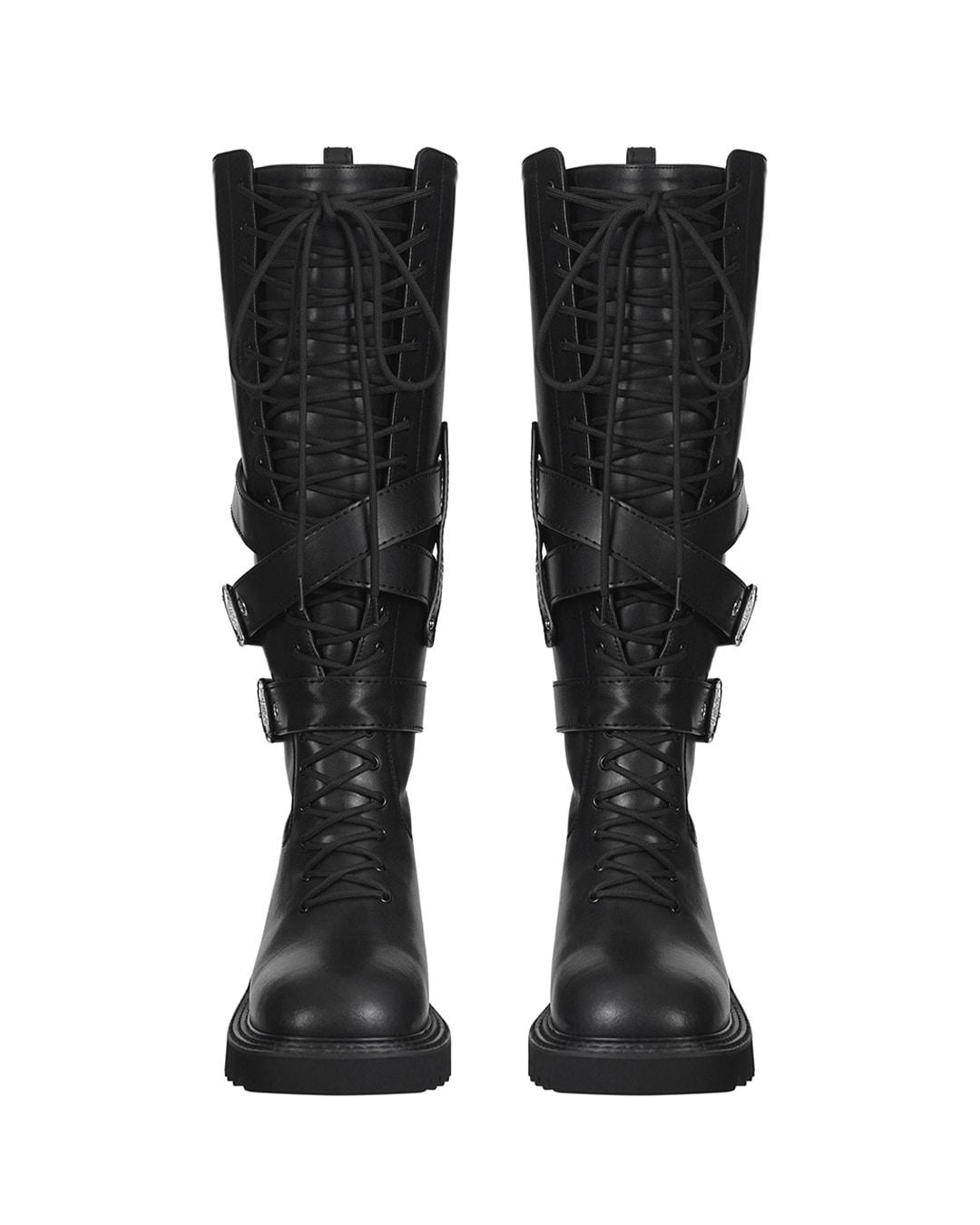 [예약 배송] Vering Buckle Boots · 베어링 버클 부츠 / 블랙