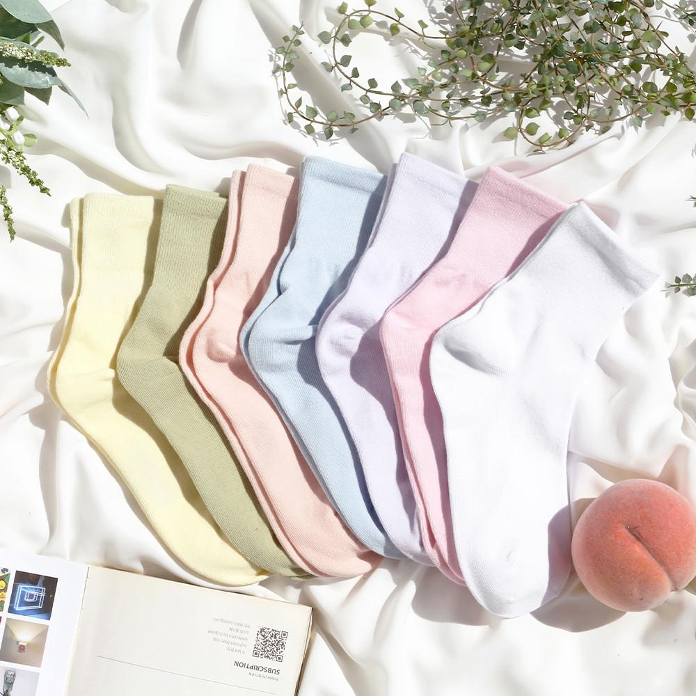 [7켤레]구멍안나는 쫀쫀한 밴드 무지 긴양말 도톰 순면 2겹 시그니처 양말 18색상 여성 남자 왕발 U803