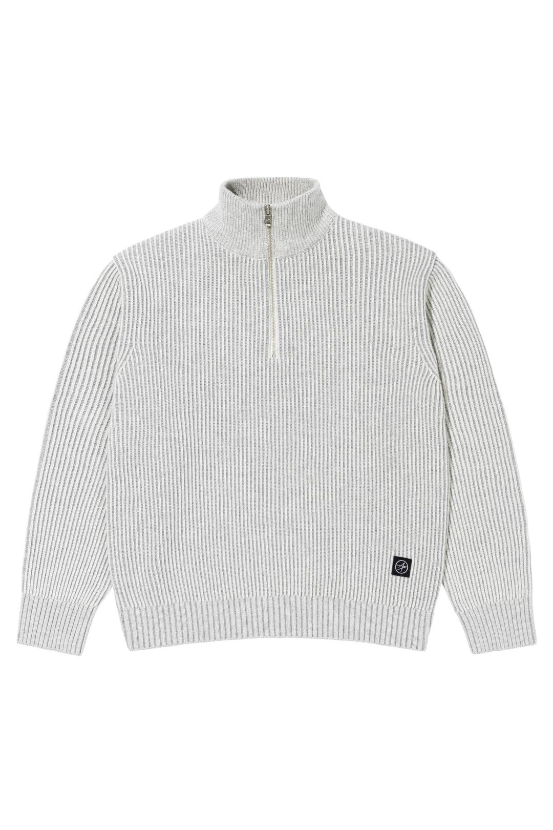 LM CONTRAST HALF ZIPUP SWEATER (WHITE)