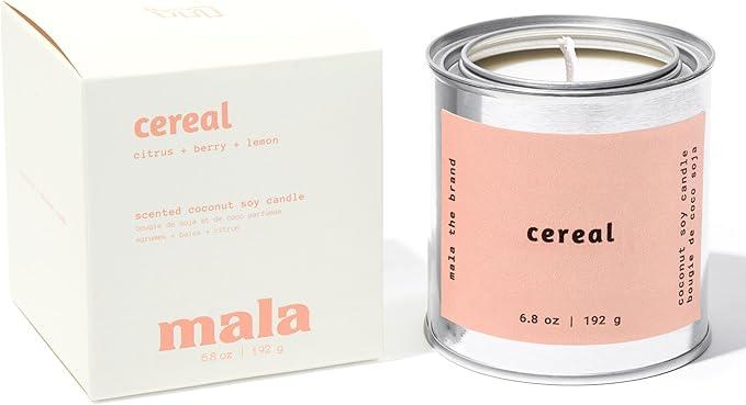 Mala Scented Candles - Cereal Scented Candle - Vegan Soy Candles - Hand Poured Aromatherapy Candle with 45 Hour Burn - 6.8 oz (Classic Size)