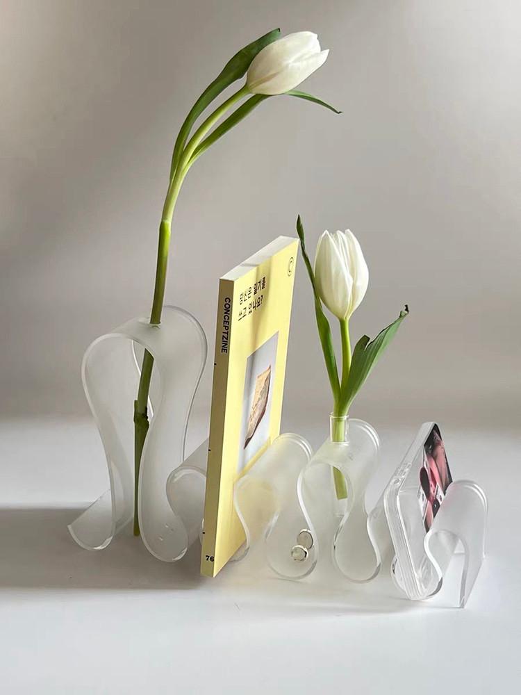 웨이브 아트 아크릴 화병 꽃꽂이 테이블장식품 거실오브제